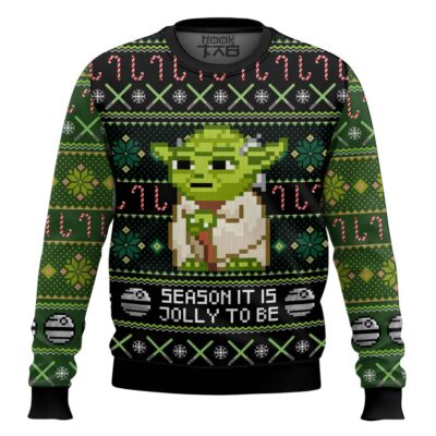 Hooktab Season It Is Jolly To Be Old Yoda Star Wars Ugly Christmas Sweater