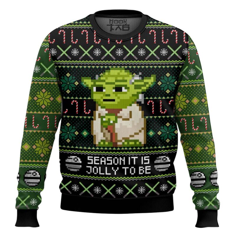 Hooktab Season It Is Jolly To Be Old Yoda Star Wars Ugly Christmas Sweater