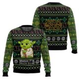 Hooktab Season It Is Jolly To Be Old Yoda Star Wars Ugly Christmas Sweater