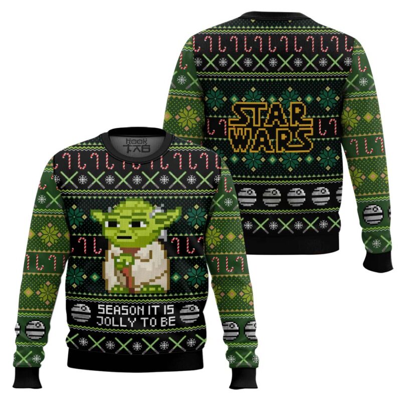 Hooktab Season It Is Jolly To Be Old Yoda Star Wars Ugly Christmas Sweater Hooktab Season It Is Jolly To Be Old Yoda Star Wars Ugly Christmas Sweater