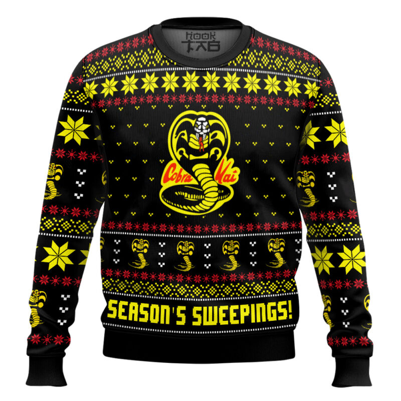 Hooktab Season's Sweepings Cobra Kai Karate Kid Ugly Christmas Sweater