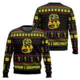 Hooktab Season's Sweepings Cobra Kai Karate Kid Ugly Christmas Sweater