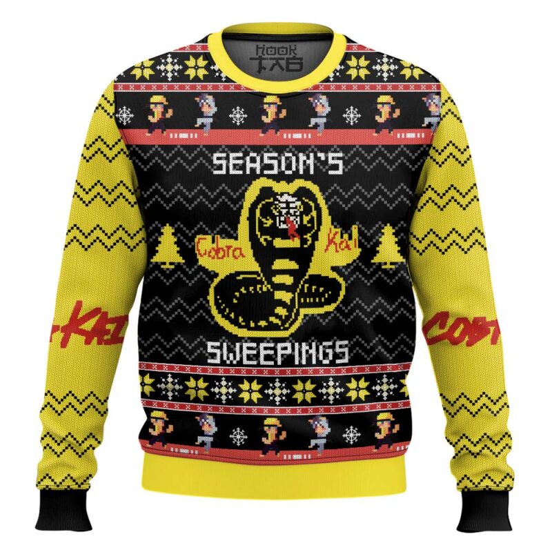 Hooktab Season's Sweepings Cobra Kai Ugly Christmas Sweater