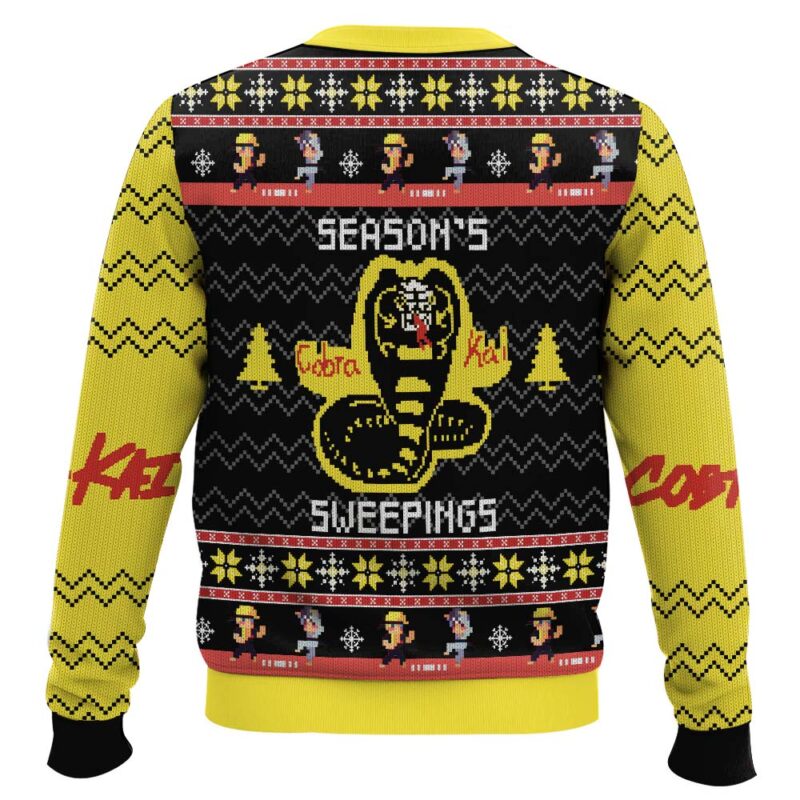 Hooktab Season's Sweepings Cobra Kai Ugly Christmas Sweater Hooktab Season's Sweepings Cobra Kai Ugly Christmas Sweater