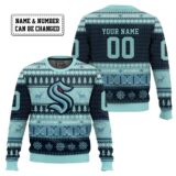 Hooktab Seattle Kraken - Custom Name And Number Ugly Sweater