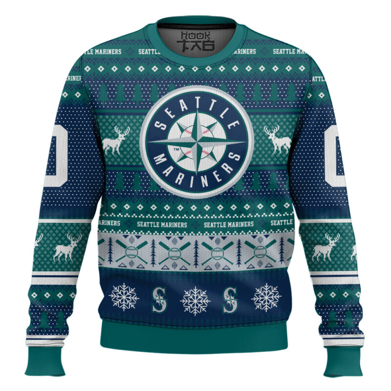 Hooktab Seattle Mariners - Custom Name And Number Ugly Sweater