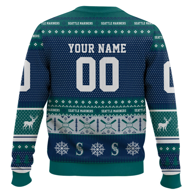 Hooktab Seattle Mariners - Custom Name And Number Ugly Sweater Hooktab Seattle Mariners - Custom Name And Number Ugly Sweater
