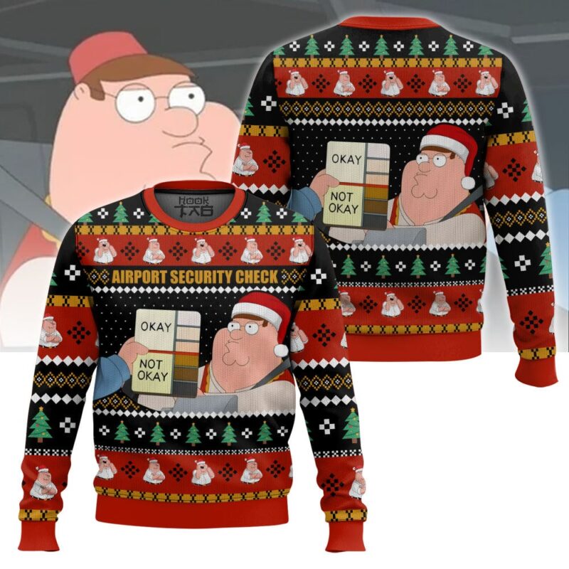 Hooktab Security Check Family Guy Ugly Christmas Sweater Hooktab Security Check Family Guy Ugly Christmas Sweater