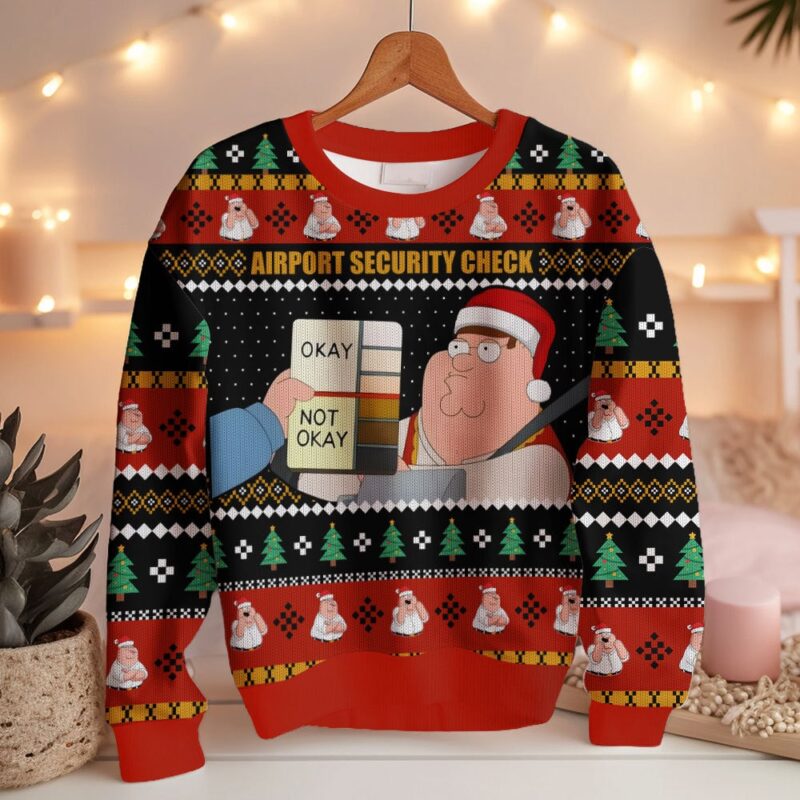 Hooktab Security Check Family Guy Ugly Christmas Sweater Hooktab Security Check Family Guy Ugly Christmas Sweater