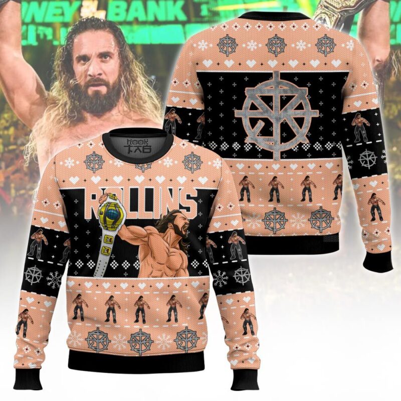 Hooktab Seth Rollins WWE Ugly Christmas Sweater Hooktab Seth Rollins WWE Ugly Christmas Sweater