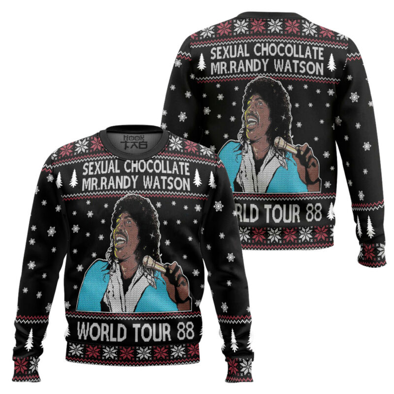 Hooktab Sexual Chocolate Mr. Randy Watson World Tour 88 Ugly Christmas Sweater Hooktab Sexual Chocolate Mr. Randy Watson World Tour 88 Ugly Christmas Sweater