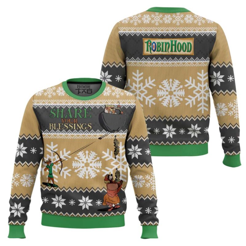 Hooktab Share Your Blessings Disney Robin Hood Ugly Christmas Sweater Hooktab Share Your Blessings Disney Robin Hood Ugly Christmas Sweater