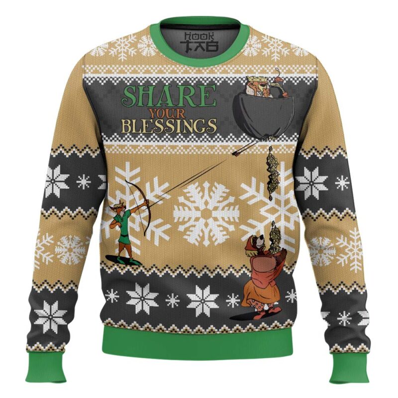 Hooktab Share Your Blessings Disney Robin Hood Ugly Christmas Sweater