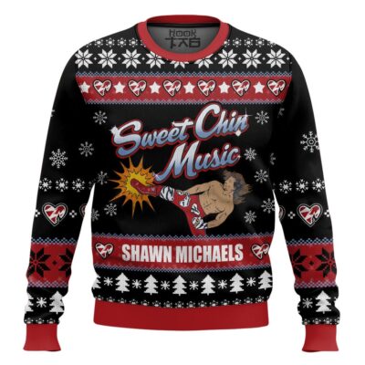 Hooktab Shawn Michaels Sweet Chin Music WWE Ugly Christmas Sweater