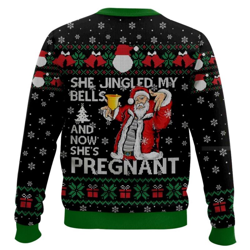 Hooktab She Jingled My Bells And Now She's Pregnant Ugly Christmas Sweater Hooktab She Jingled My Bells And Now She's Pregnant Ugly Christmas Sweater
