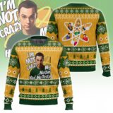 Hooktab Sheldon Cooper I'm Not Crazy, My Mother Had Me Tested The Big Bang Theory Ugly Christmas Sweater