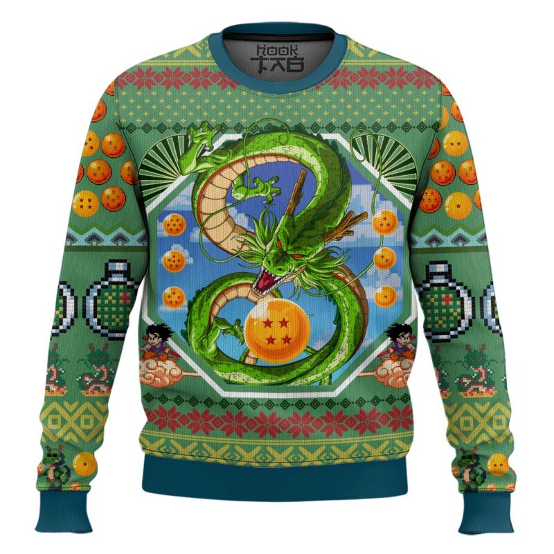 Hooktab Shen Long Dragon Ball Ugly Christmas Sweater
