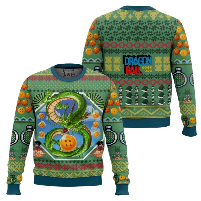 Hooktab Shen Long Dragon Ball Ugly Christmas Sweater Hooktab Shen Long Dragon Ball Ugly Christmas Sweater