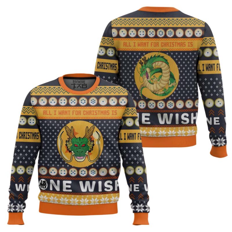 Hooktab Shenron All I Want For Christmas Is One Wish Dragon Ball Z Ugly Christmas Sweater Hooktab Shenron All I Want For Christmas Is One Wish Dragon Ball Z Ugly Christmas Sweater