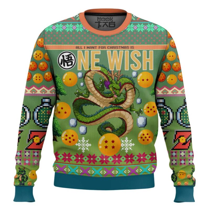 Hooktab Shenron One Wish Dragon Ball Z Ugly Christmas Sweater
