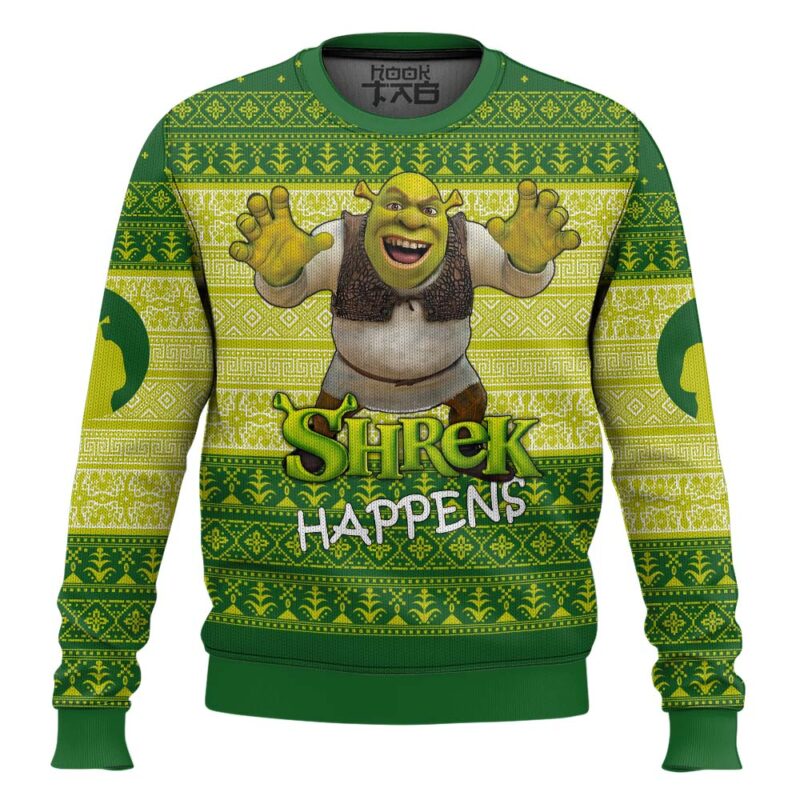 Hooktab Shrek Happens Ugly Christmas Sweater