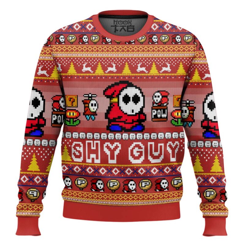 Hooktab Shy Guy Mario Bros Ugly Christmas Sweater