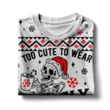 Hooktab Skeleton Too Cute To Wears Ugly Christmas Sweater