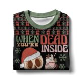 Hooktab Skeleton "When You Are Dead Inside But It's Christmas" Ugly Christmas Sweater
