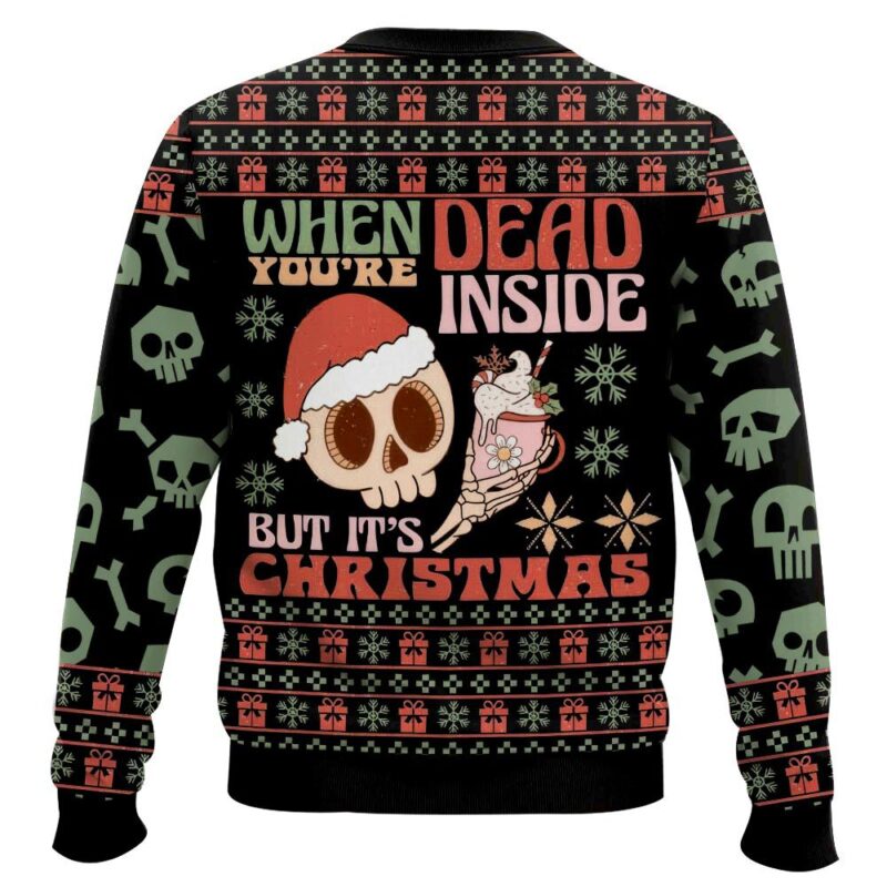 Hooktab Skeleton "When You Are Dead Inside But It's Christmas" Ugly Christmas Sweater Hooktab Skeleton "When You Are Dead Inside But It's Christmas" Ugly Christmas Sweater