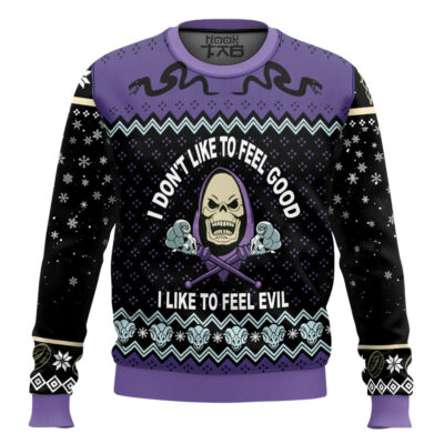 Hooktab Skeletor "I Like To Feel Evil Masters" of the Universe Ugly Christmas Sweater