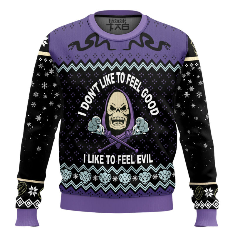 Hooktab Skeletor "I Like To Feel Evil Masters" of the Universe Ugly Christmas Sweater