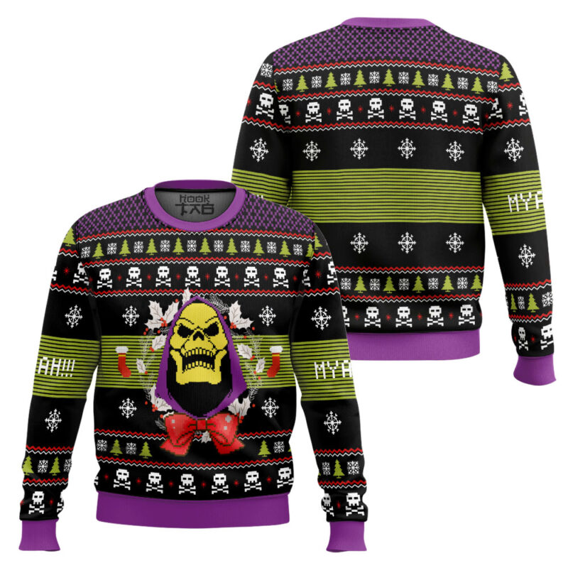 Hooktab Skeletor Myahahaha Masters of the Universe Ugly Christmas Sweater Hooktab Skeletor Myahahaha Masters of the Universe Ugly Christmas Sweater