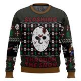 Hooktab Slashing Through The Snow Friday The 13th Ugly Christmas Sweater