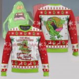 Hooktab Slimer The Real Ghostbusters Ugly Christmas Sweater