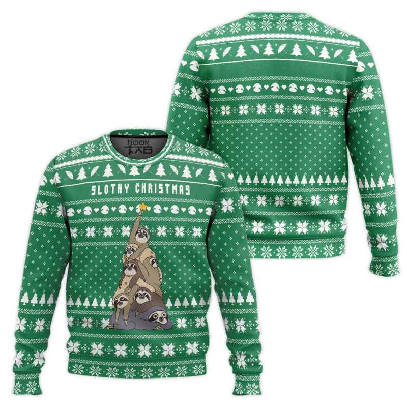 Hooktab Slothy Christmas Cute Sloth Ugly Christmas Sweater Hooktab Slothy Christmas Cute Sloth Ugly Christmas Sweater
