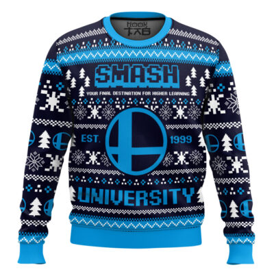Hooktab Smash University Super Smash Bros Ugly Christmas Sweater