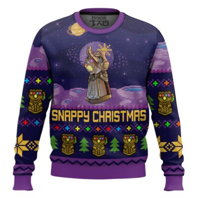 Hooktab Snappy Christmas Infinity Gauntlet Marvel Ugly Christmas Sweater