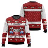 Hooktab SNES Mario I Paused My Game Ugly Christmas Sweater