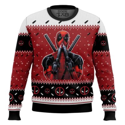 Hooktab Sniffing Deadpool Ugly Christmas Sweater