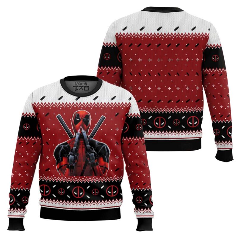 Hooktab Sniffing Deadpool Ugly Christmas Sweater Hooktab Sniffing Deadpool Ugly Christmas Sweater