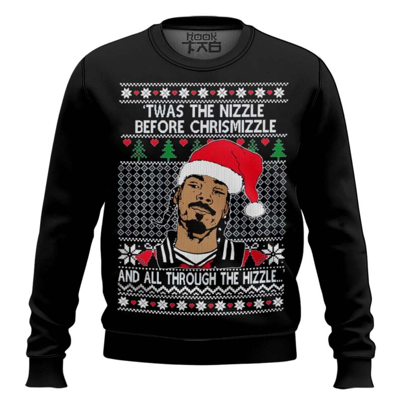 Hooktab Snoop Dogg Twas The Nizzle Before Chrismizzle Ugly Christmas Sweater
