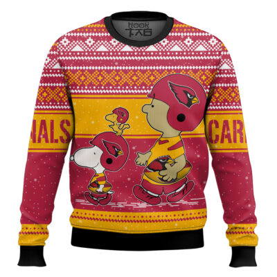 Hooktab Snoopy And Charlie Brown Arizona Cardinals Ugly Sweater