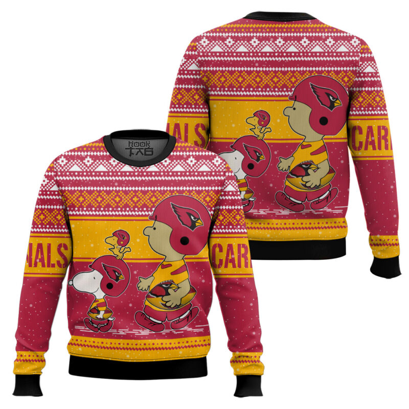 Hooktab Snoopy And Charlie Brown Arizona Cardinals Ugly Sweater Hooktab Snoopy And Charlie Brown Arizona Cardinals Ugly Sweater