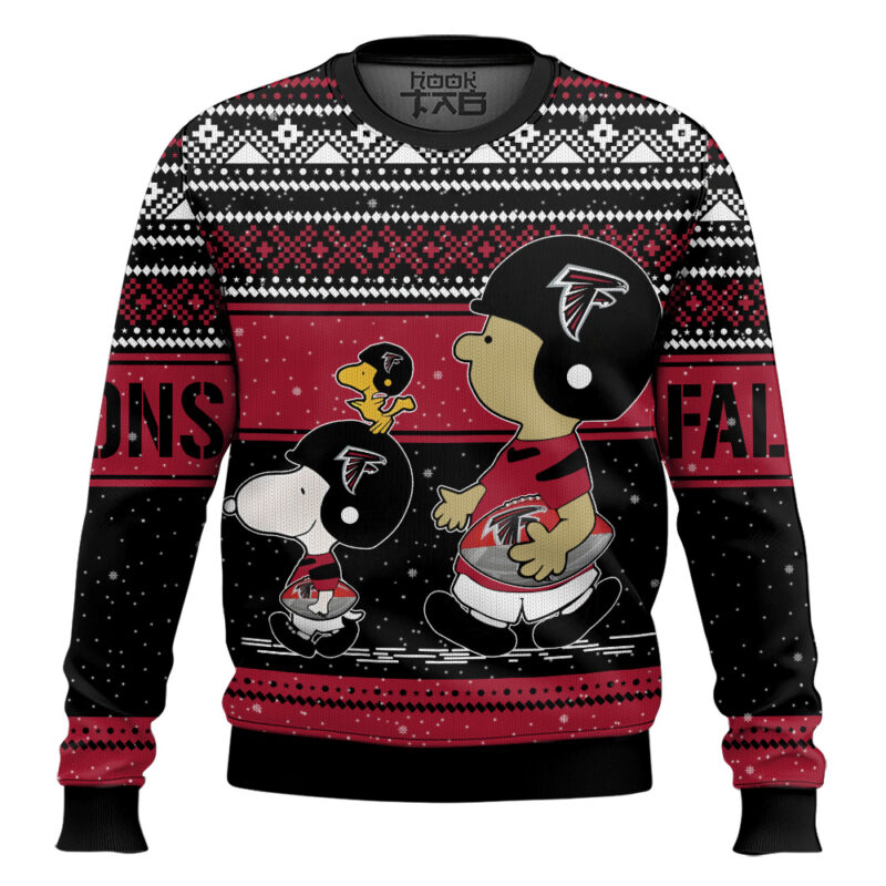Hooktab Snoopy And Charlie Brown Atlanta Falcons Ugly Sweater