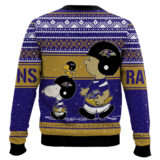 Hooktab Snoopy And Charlie Brown Baltimore Ravens Ugly Sweater