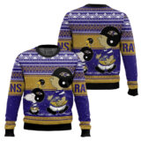Hooktab Snoopy And Charlie Brown Baltimore Ravens Ugly Sweater