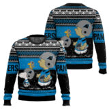 Hooktab Snoopy And Charlie Brown Carolina Panthers Ugly Sweater