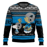 Hooktab Snoopy And Charlie Brown Carolina Panthers Ugly Sweater