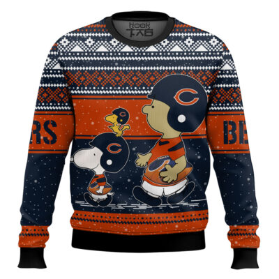 Hooktab Snoopy And Charlie Brown Chicago Bears Ugly Sweater