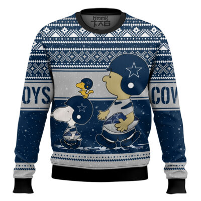 Hooktab Snoopy And Charlie Brown Dallas Cowboys Ugly Sweater